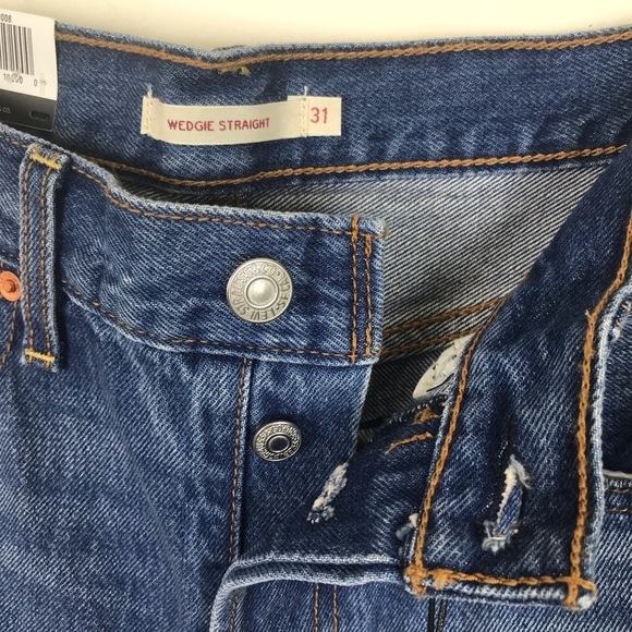 Levi’s Premium Wedgie Straight High Rise Raw Hem Jeans 31 - Picture 3 of 8